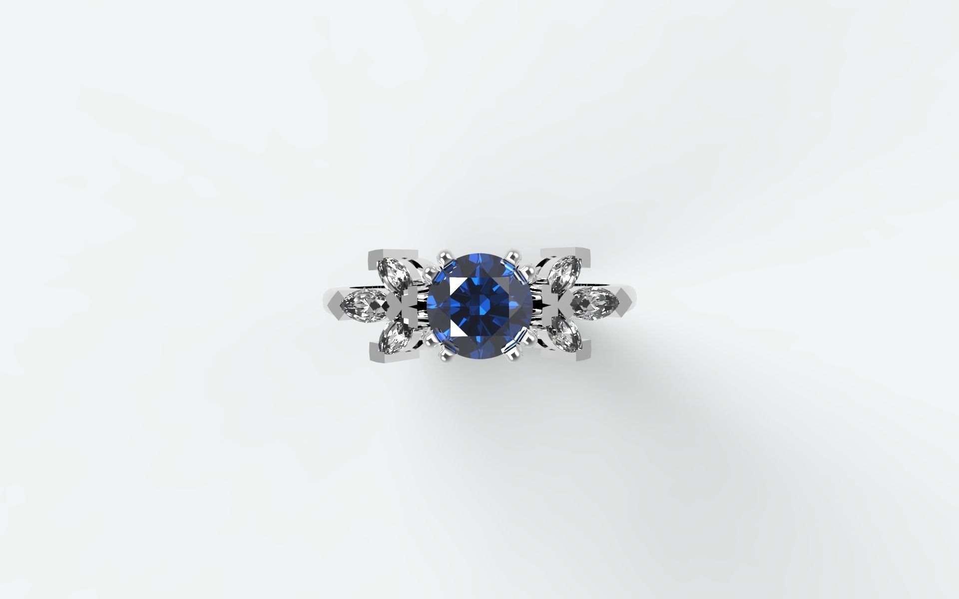 Solitaire with navettes flower 3D print model_3