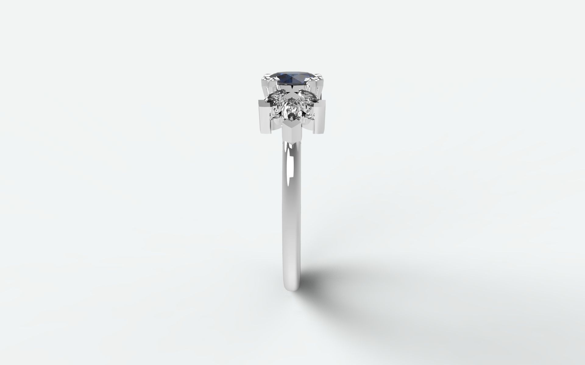 Solitaire with navettes flower 3D print model_6