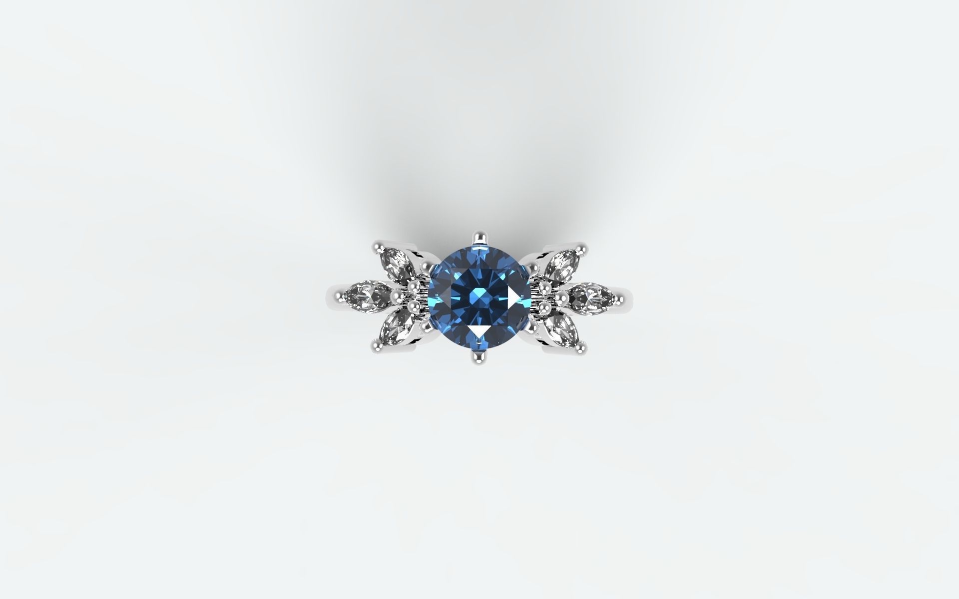 Solitaire with navettes flower 3D print model_2