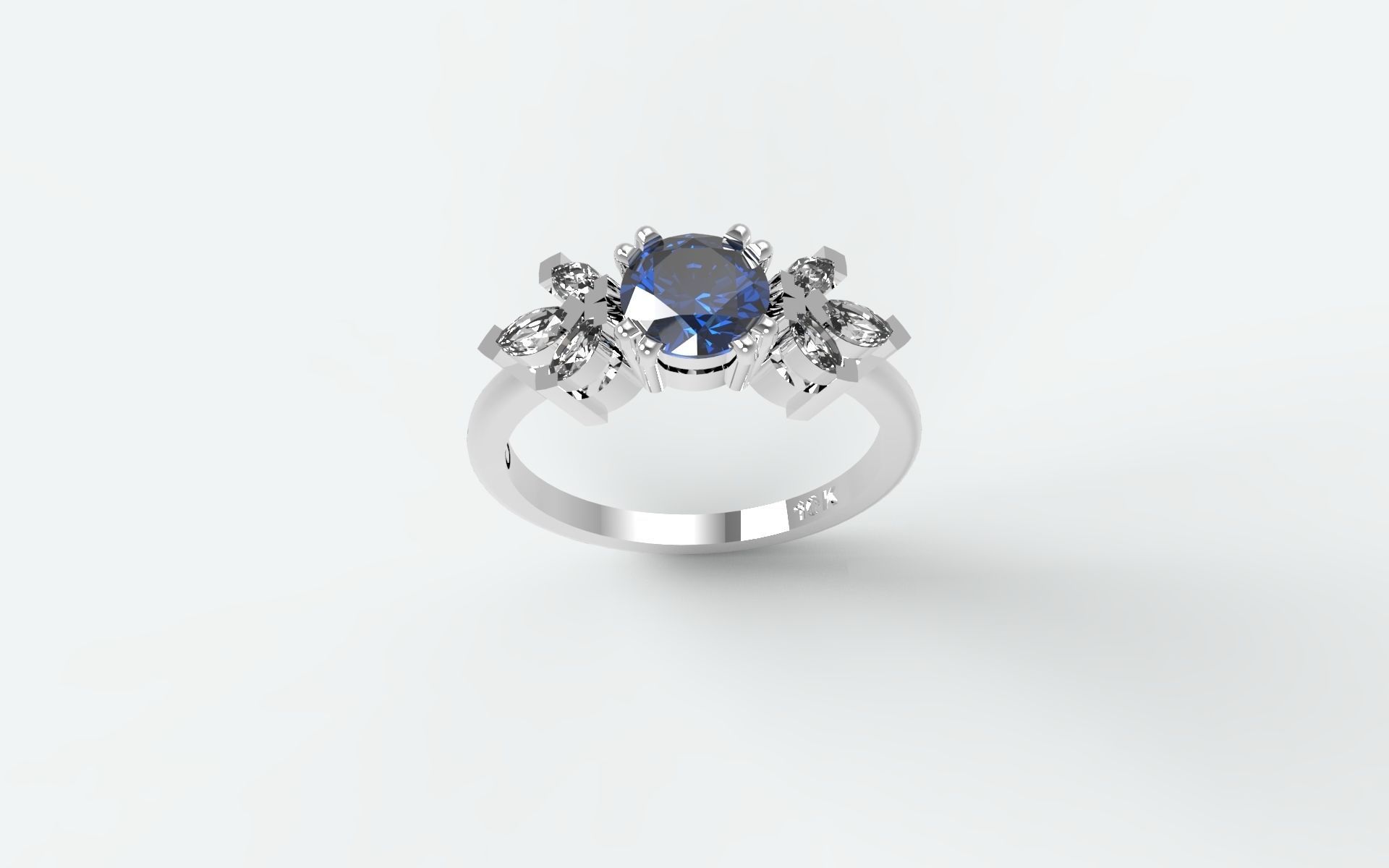 Solitaire with navettes flower 3D print model_1