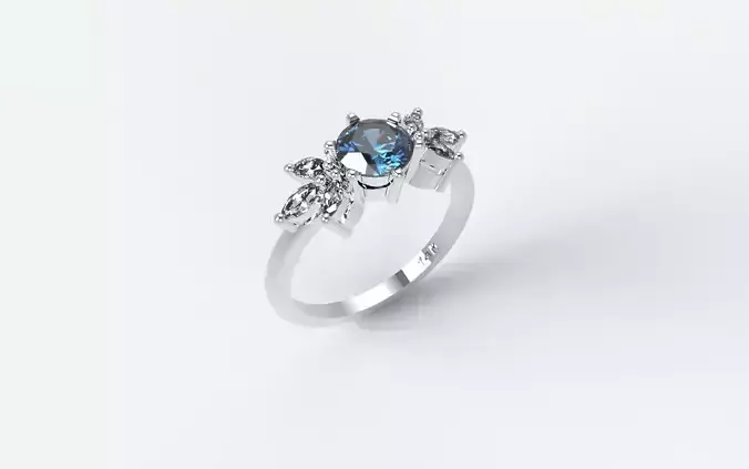 Solitaire with navettes flower