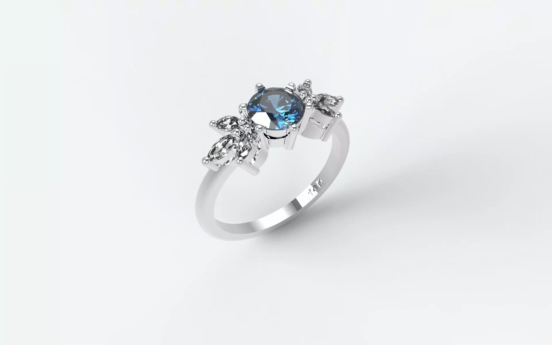 Solitaire with navettes flower 3D print model_0