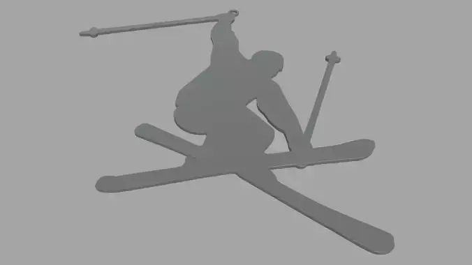 Skiing Key Ring Chain 01