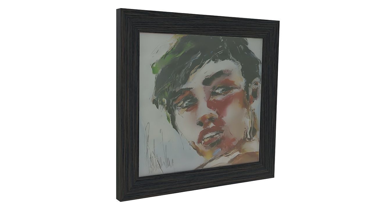 painting 1 portrait of man in frame 3D model_1