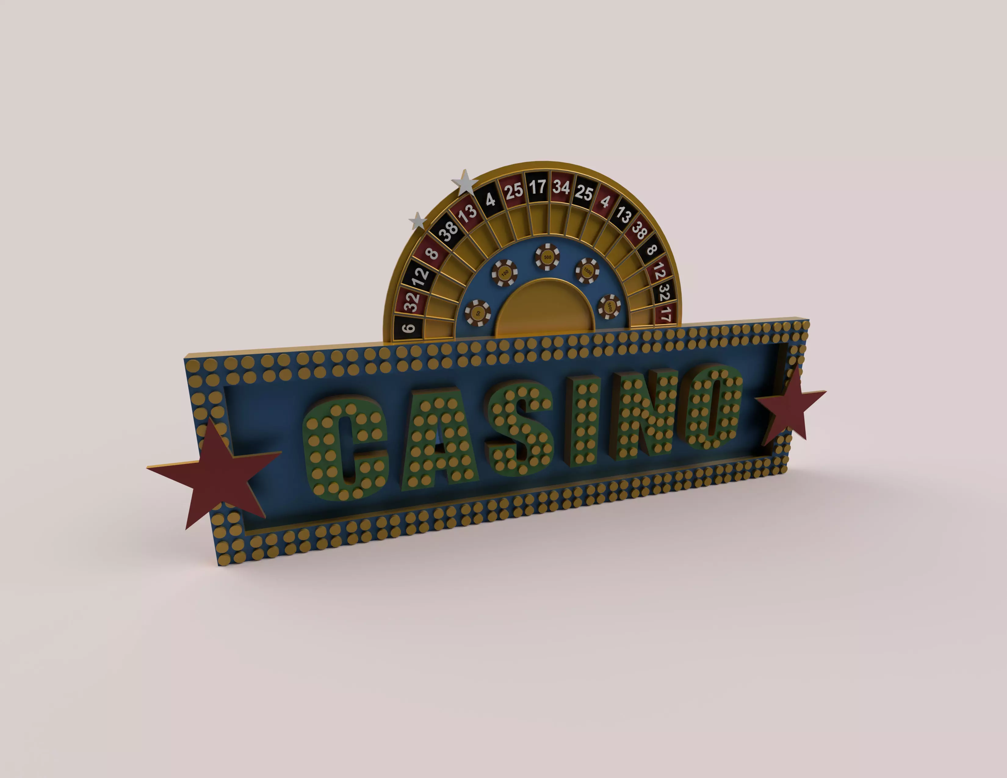 Casino signboard 3D print model_0