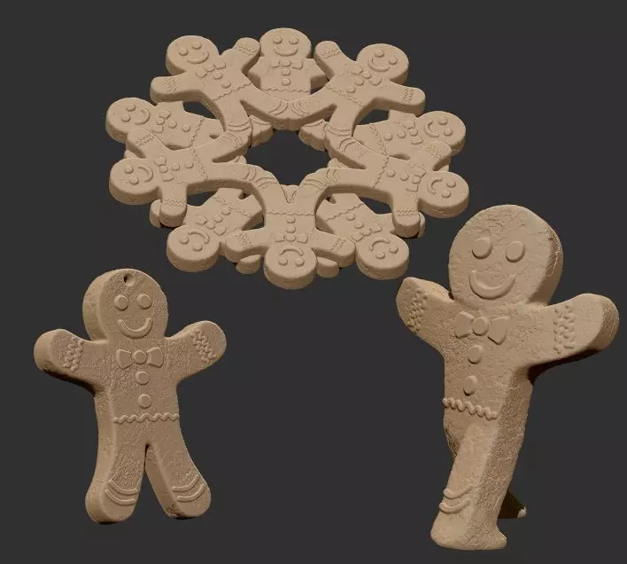 Gingerbread man xmas Trio 3D print model_0