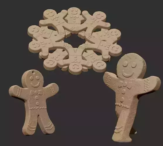 Gingerbread man xmas Trio 3D print model