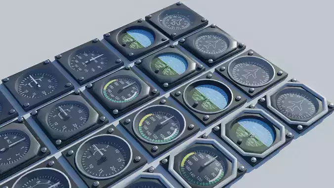 Airplane instruments pack Low-poly 3D model