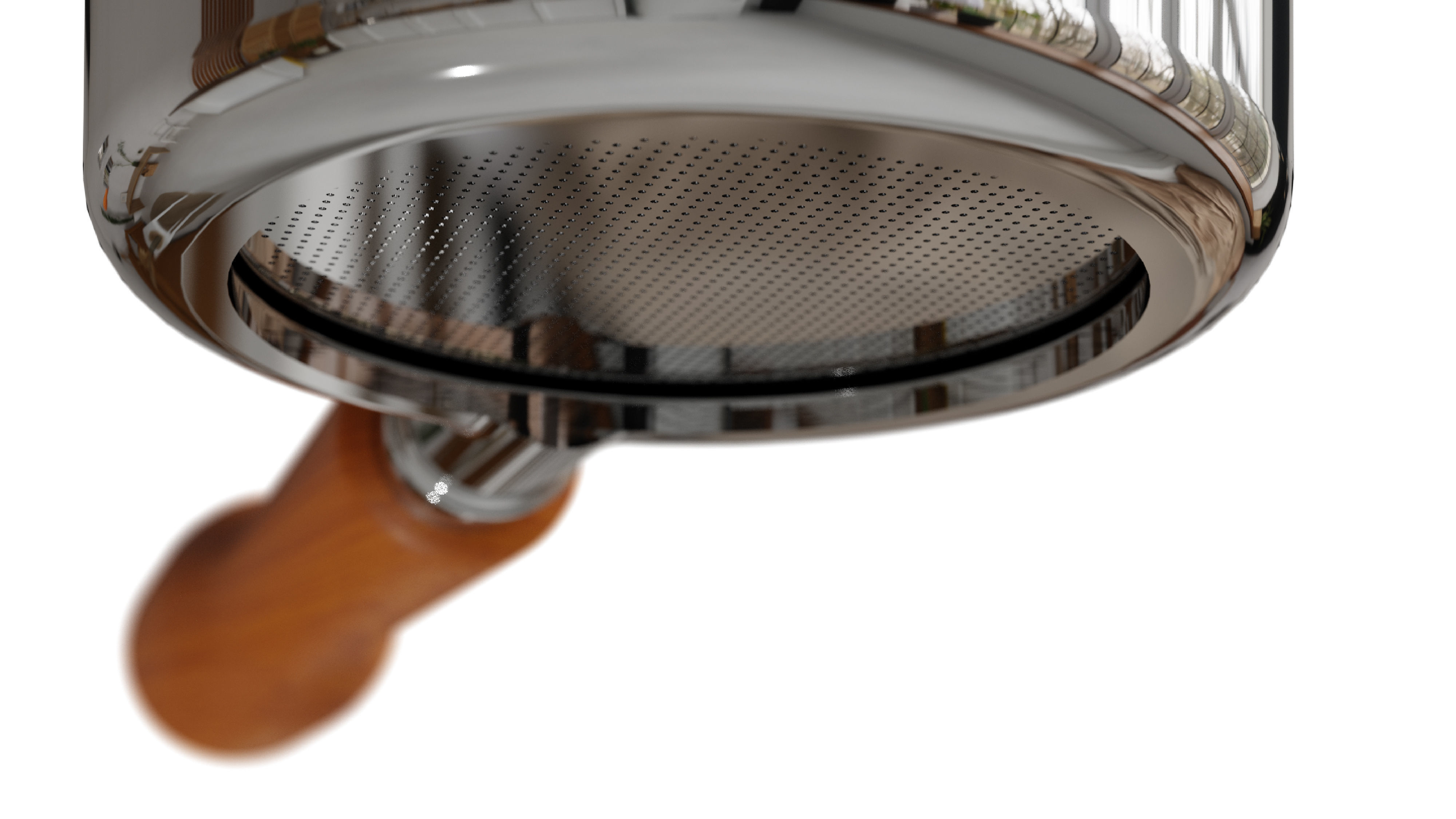 Portafilter stainless steel coffee grinder with wooden handle 3D model_3