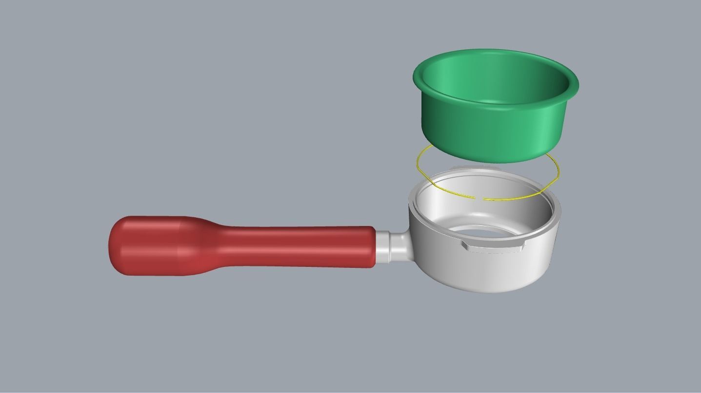 Portafilter stainless steel coffee grinder with wooden handle 3D model_6