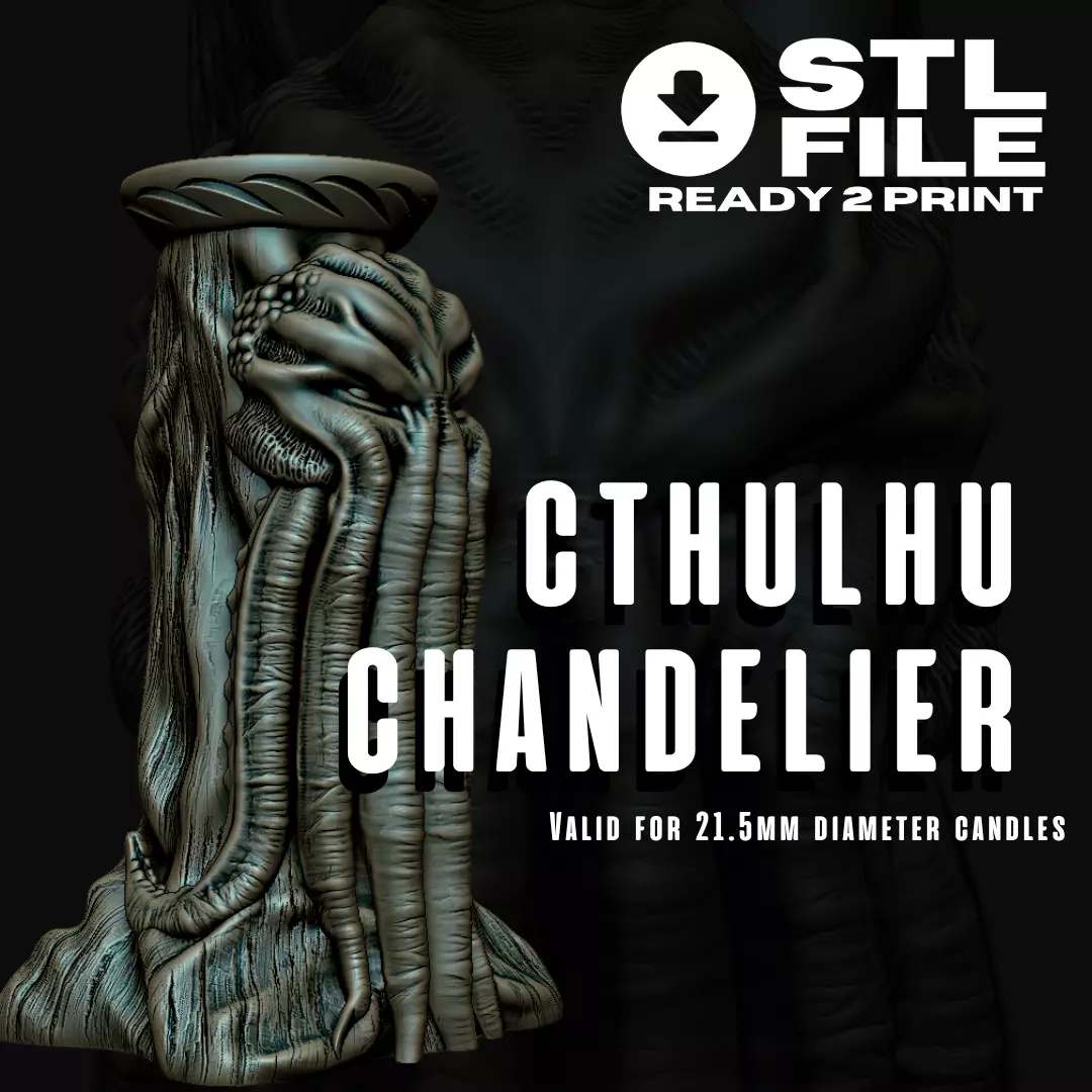 Themed chandelier Cthulhu 3D print model_0