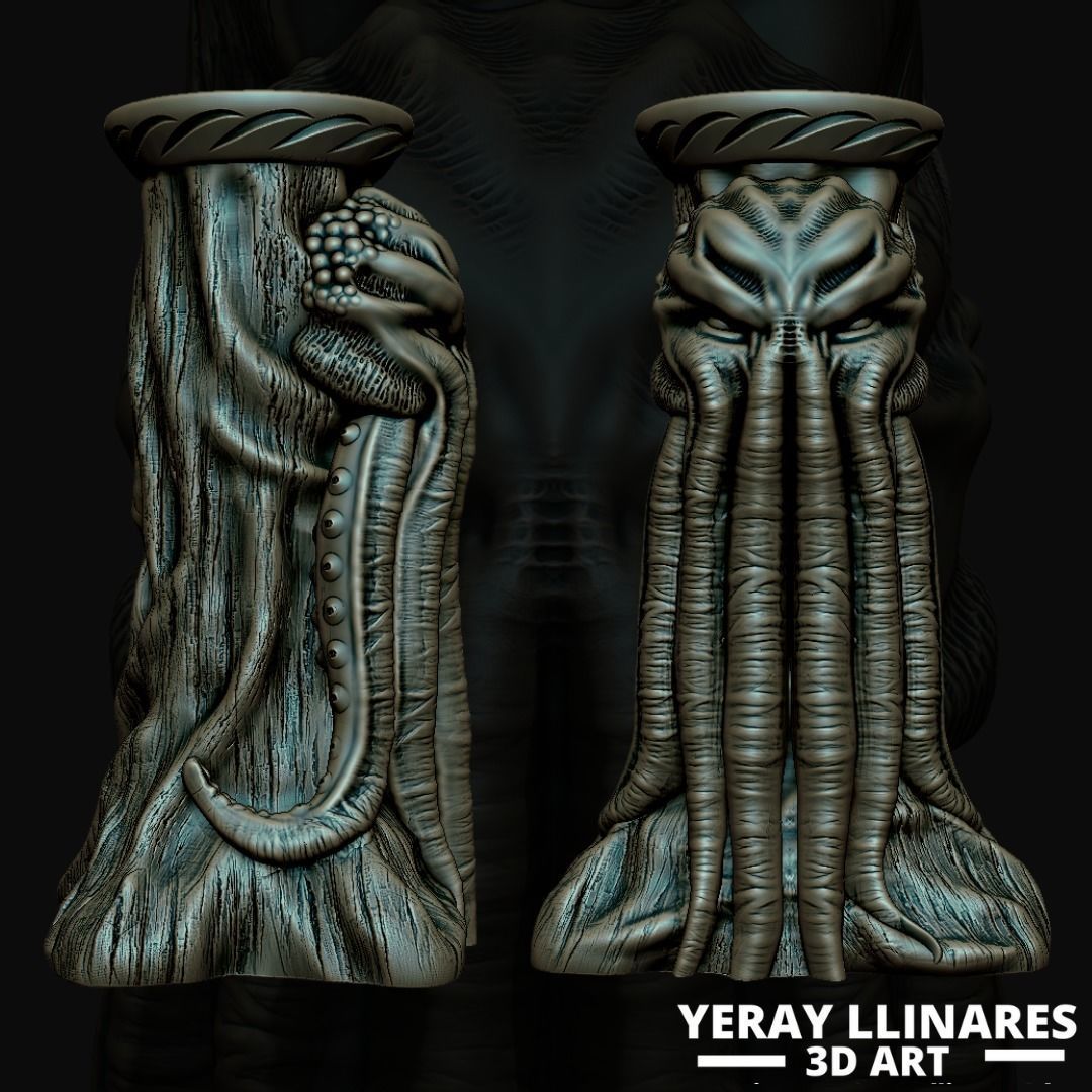 Themed chandelier Cthulhu 3D print model_2