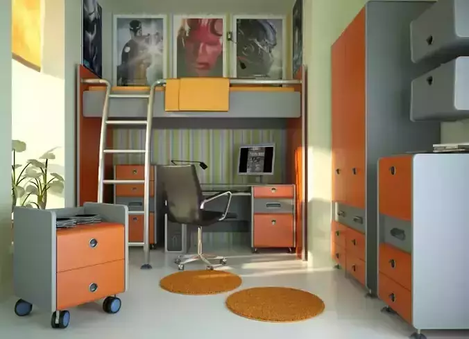 Room Of A Teenage Ironman Fan With Orange Details And Second Floor Bed Archinteriors Vol 15