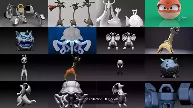 Pokemon monster head 3D Model Collection