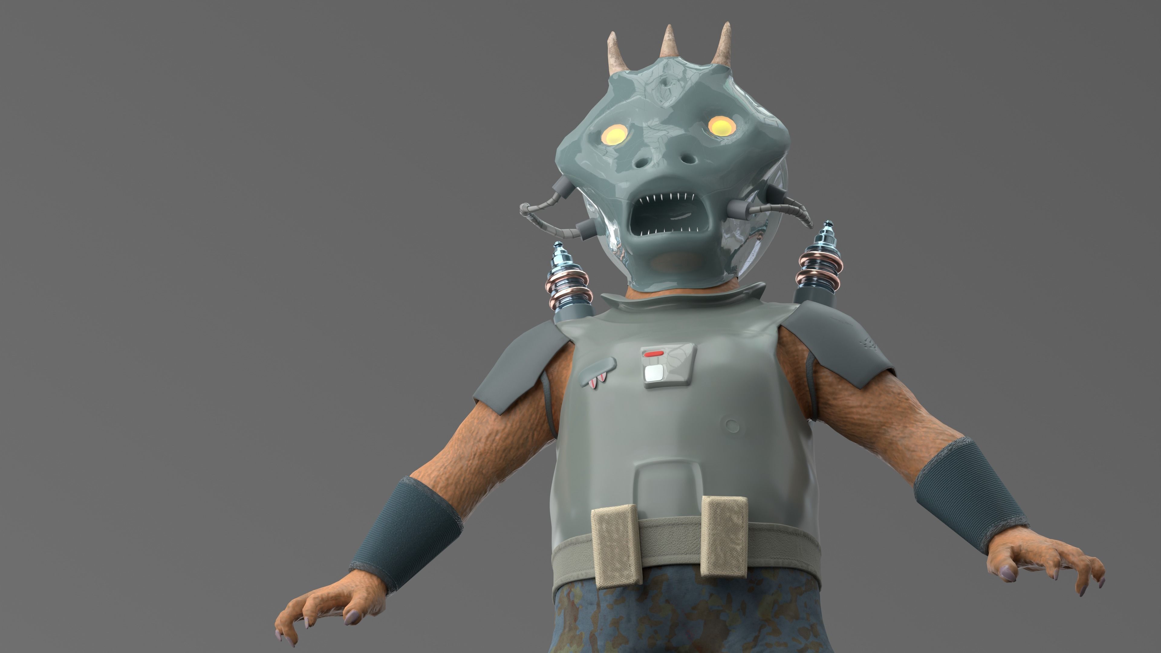Grondo character from star wars clone wars Free low-poly 3D model_2