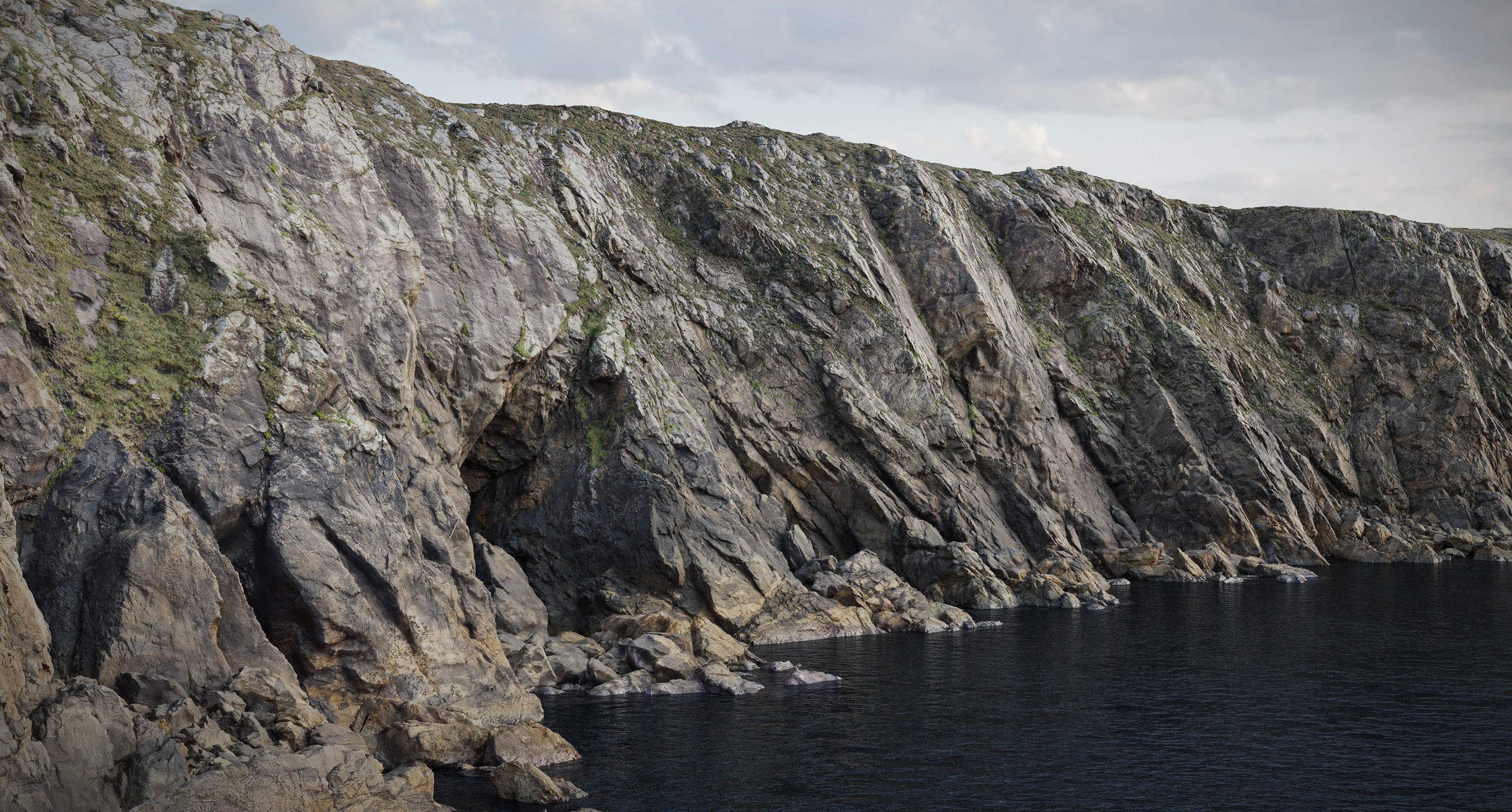 Large Coast Line Cliff PBR Scan 03 Low-poly 3D model_10