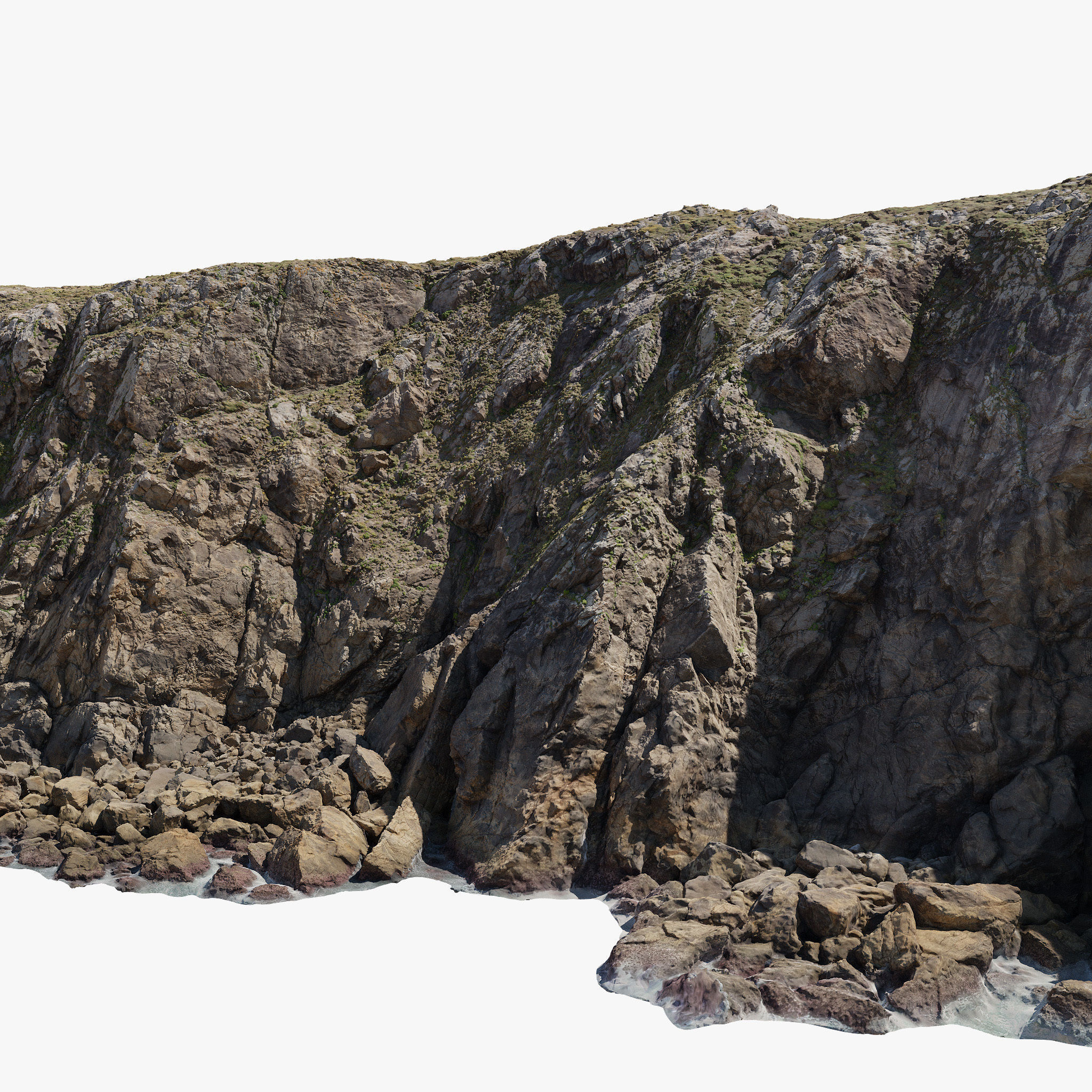 Large Coast Line Cliff PBR Scan 03 Low-poly 3D model_7