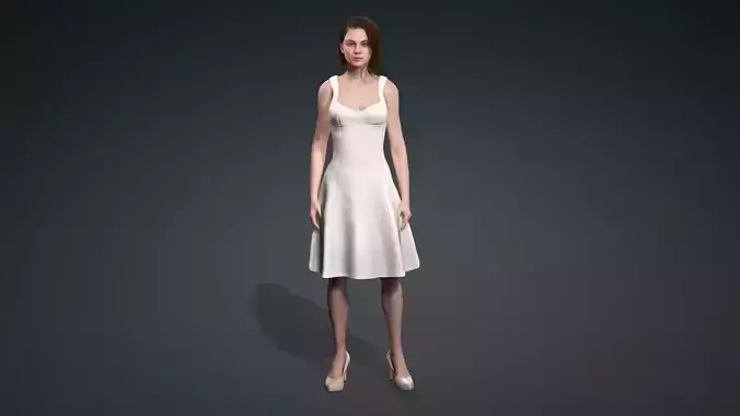 3D Realistic Woman in dress