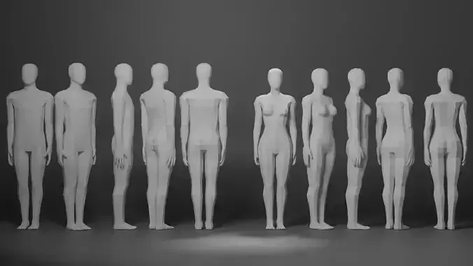Lowpoly Male Female 3D model