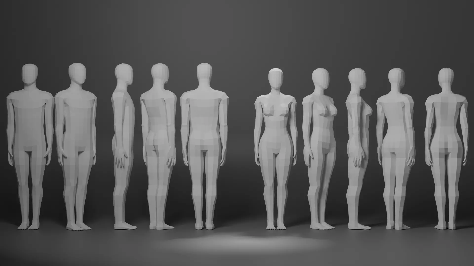 Lowpoly Male Female 3D model_0