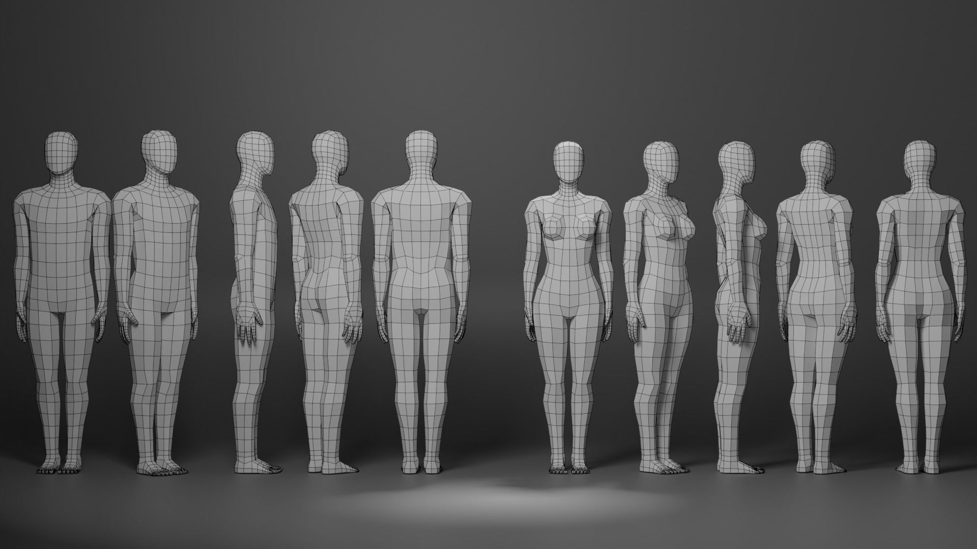Lowpoly Male Female 3D model_2