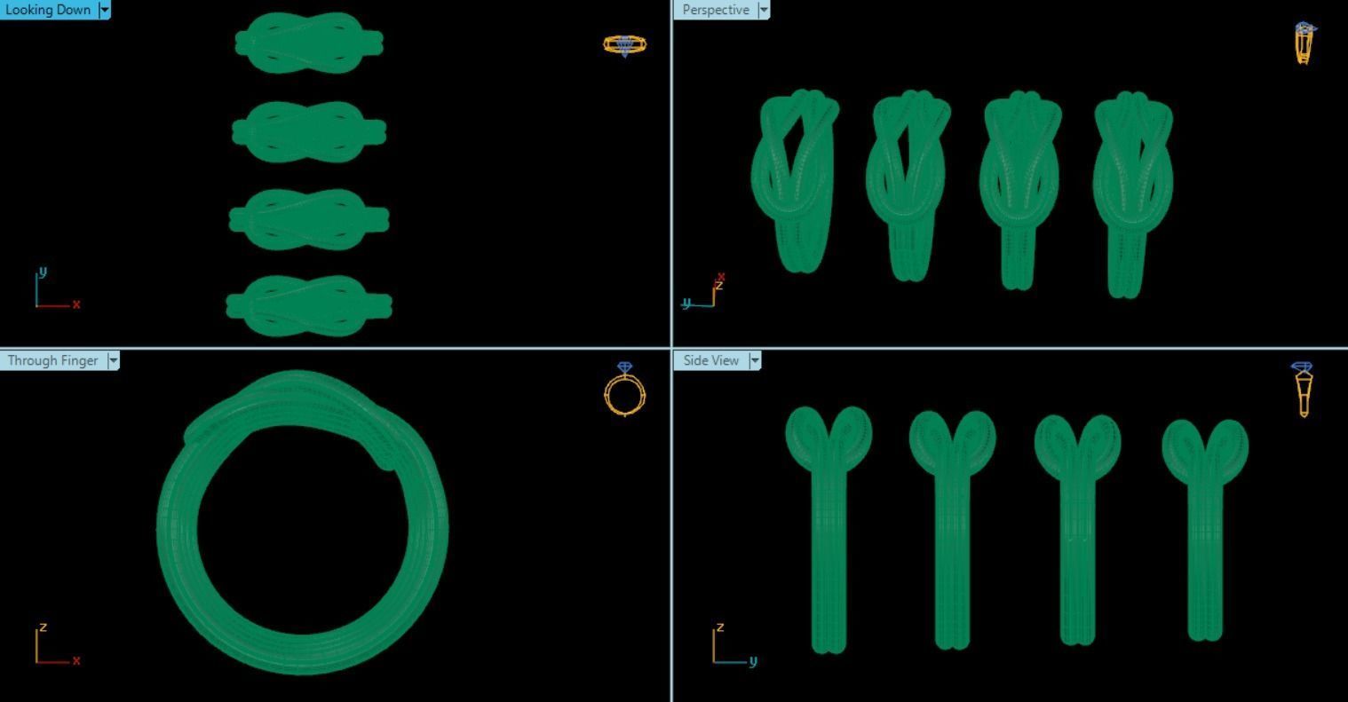Women Knot Ring Jewelry 3D Print Model STL Different Sizes 3D print model_5