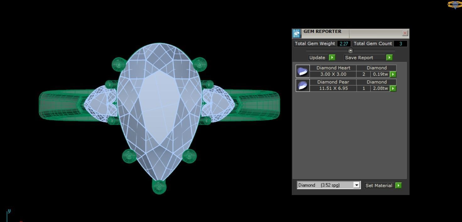 Engagement Ring 3D Model Pear and Heart STL Jewelry Design 3D print model_4