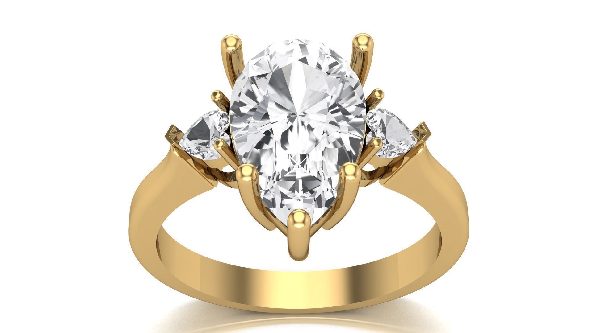 Engagement Ring 3D Model Pear and Heart STL Jewelry Design 3D print model_1