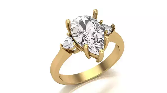 Engagement Ring 3D Model Pear and Heart STL Jewelry Design 3D print model