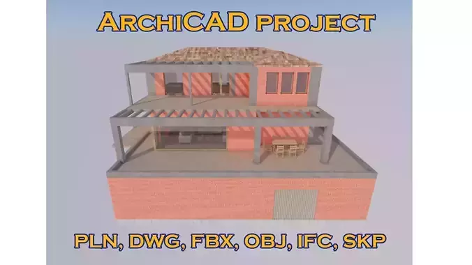 2 STORY HOUSE WITH BASEMENT for Archicad  dwg obj fbx ifc skp 3D model