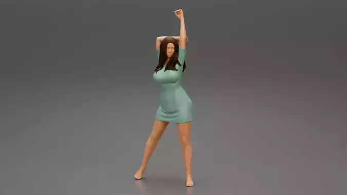 Beautiful Girl In Summer Dress with hands up