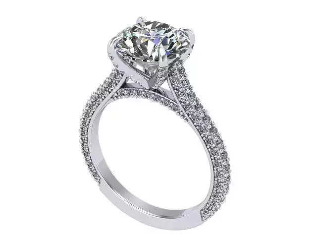 Cathedral Shank Round Diamond Engagement Ring