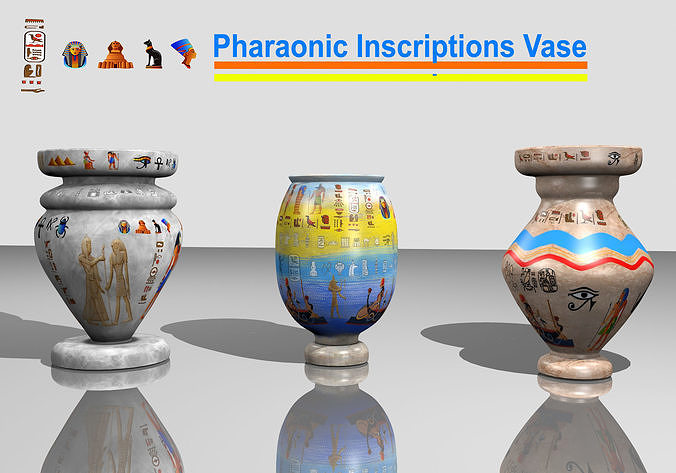 Pharaonic Inscriptions Vase low poly Low-poly 3D model