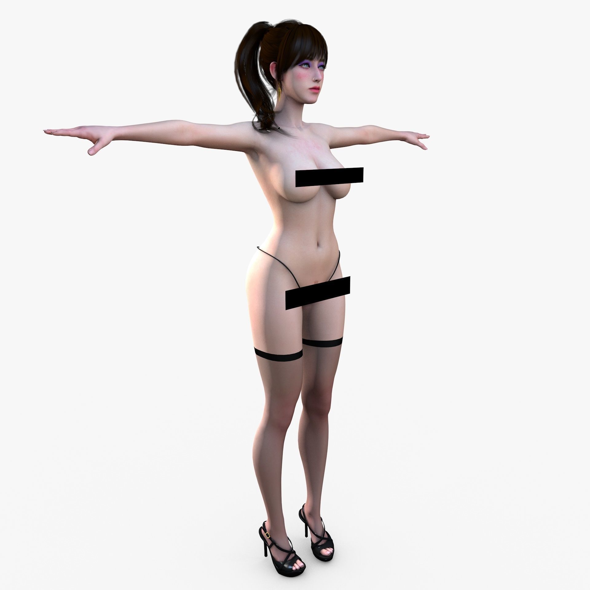 Classy Female Girl Character Tanya 3D model_12