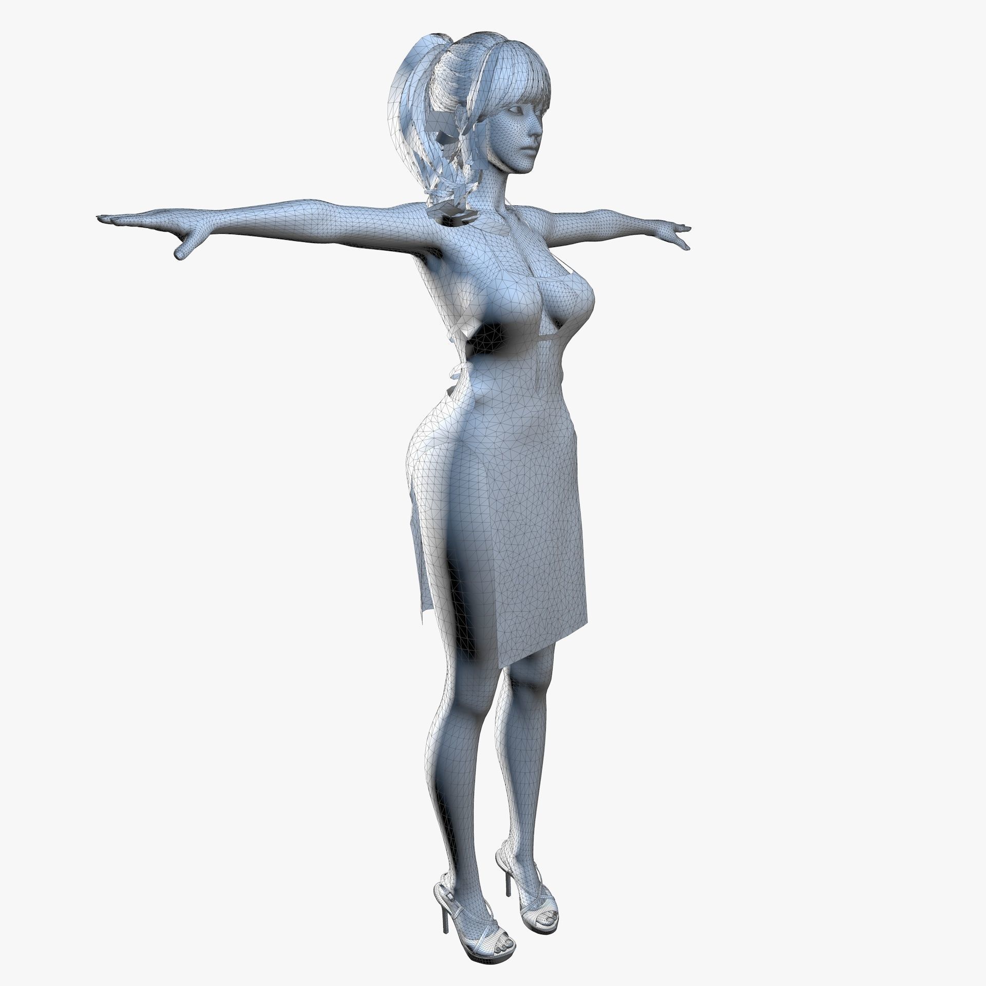 Classy Female Girl Character Tanya 3D model_15