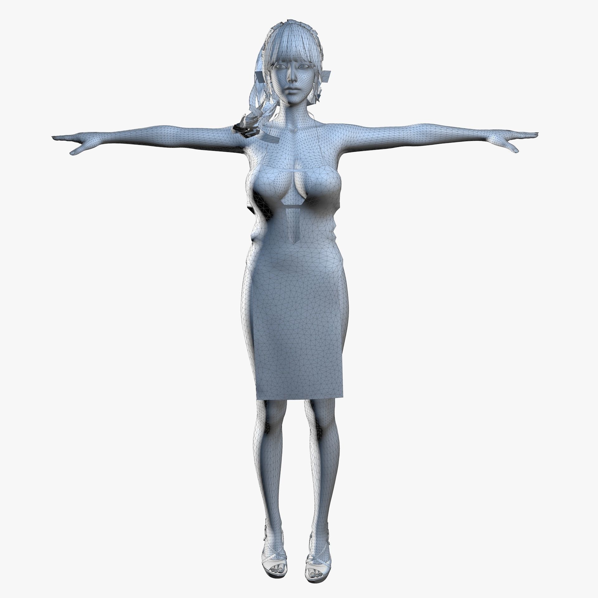 Classy Female Girl Character Tanya 3D model_14
