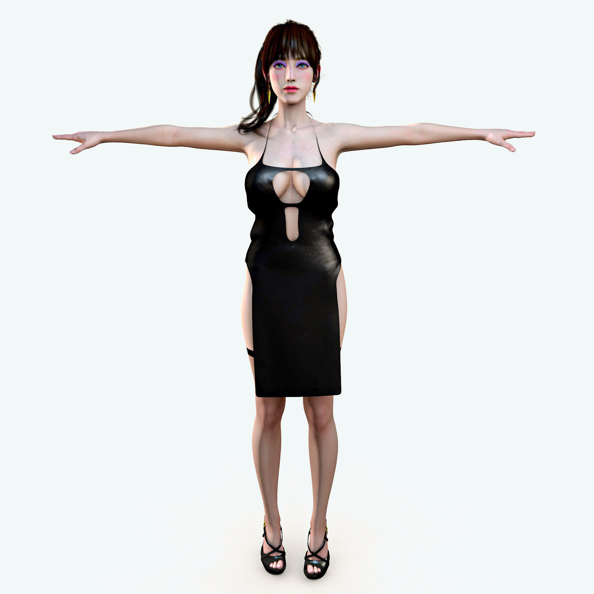 Classy Female Girl Character Tanya 3D model_10