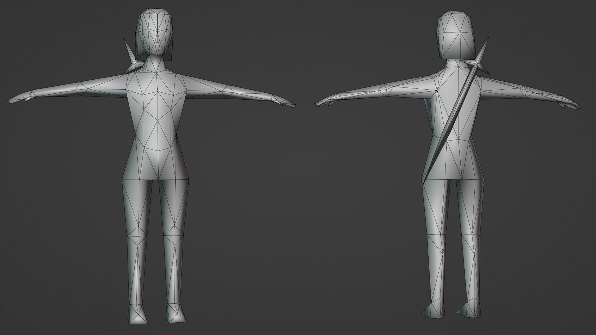 Extra Low Poly Woman Warrior Low-poly 3D model_4