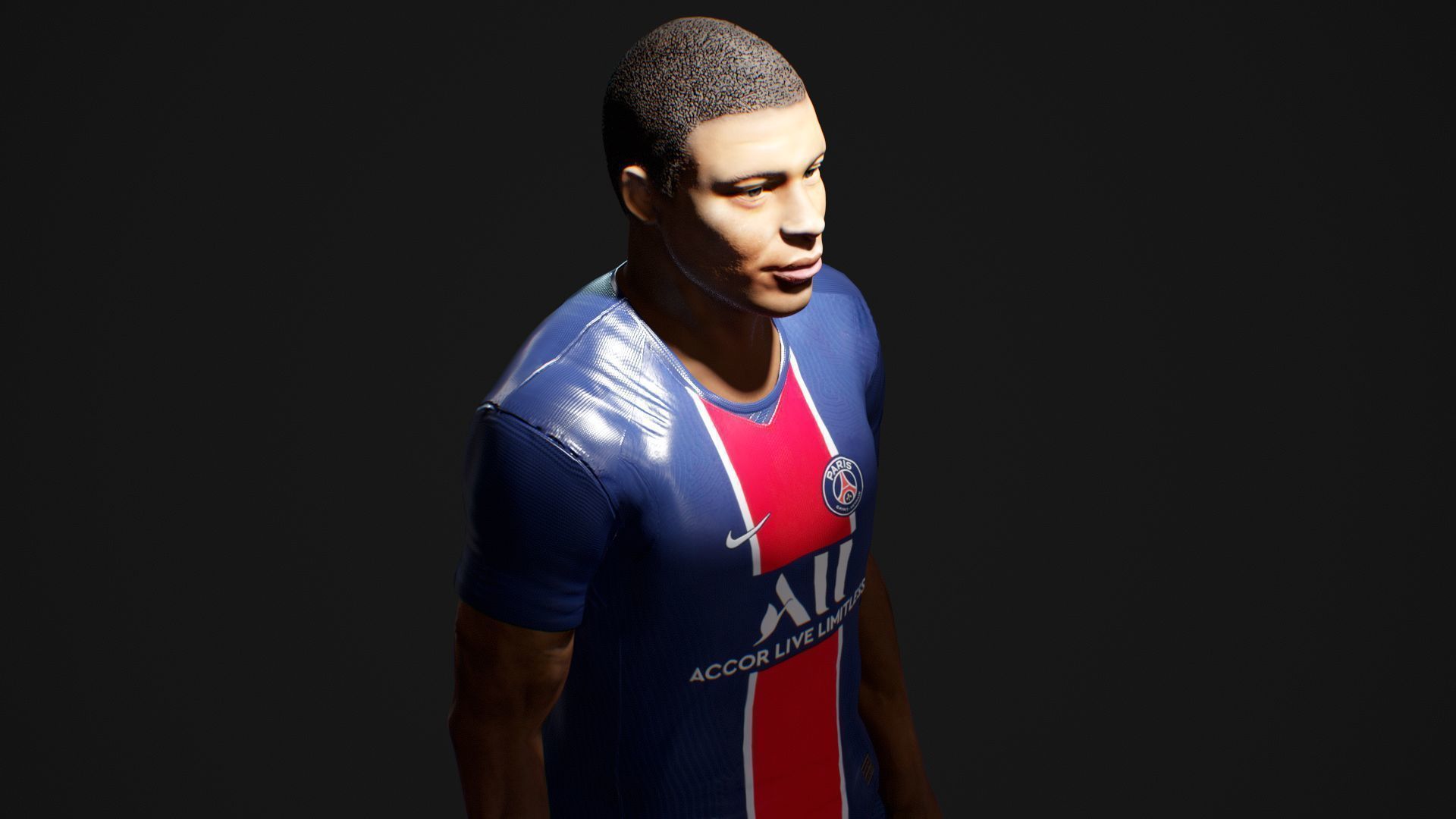 Kylian Mbappe Renderable Low-poly 3D model_8