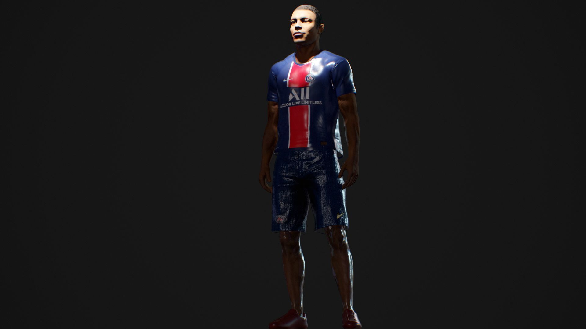 Kylian Mbappe Renderable Low-poly 3D model_4