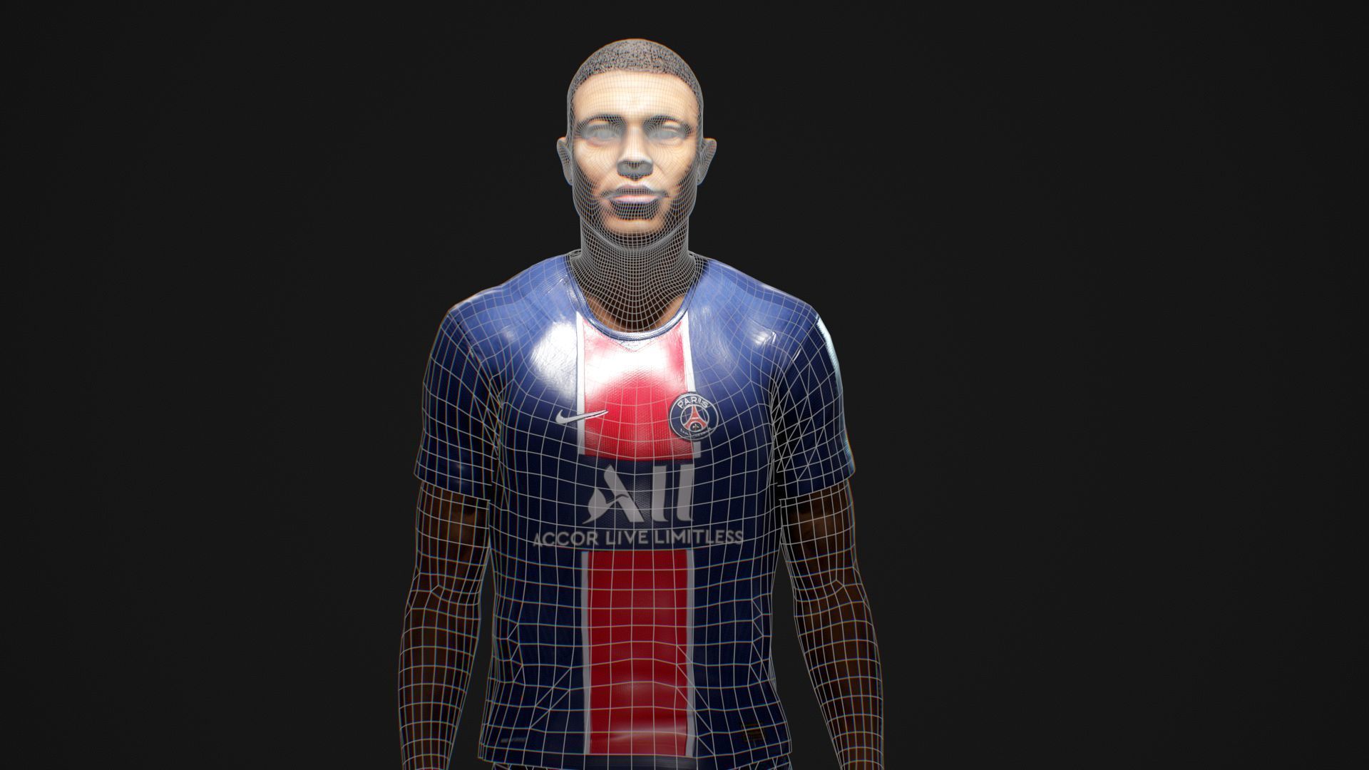 Kylian Mbappe Renderable Low-poly 3D model_13