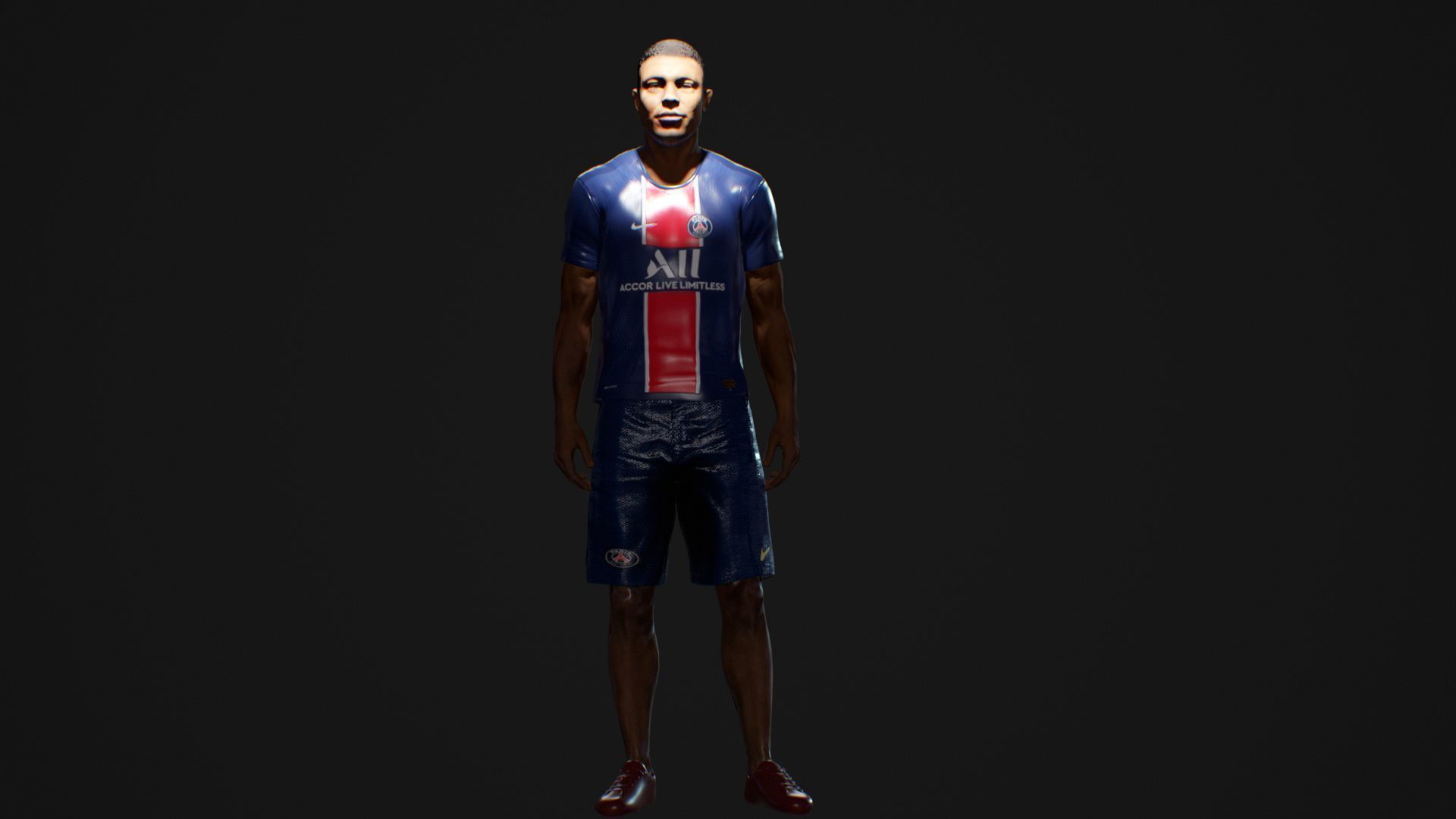 Kylian Mbappe Renderable Low-poly 3D model_2
