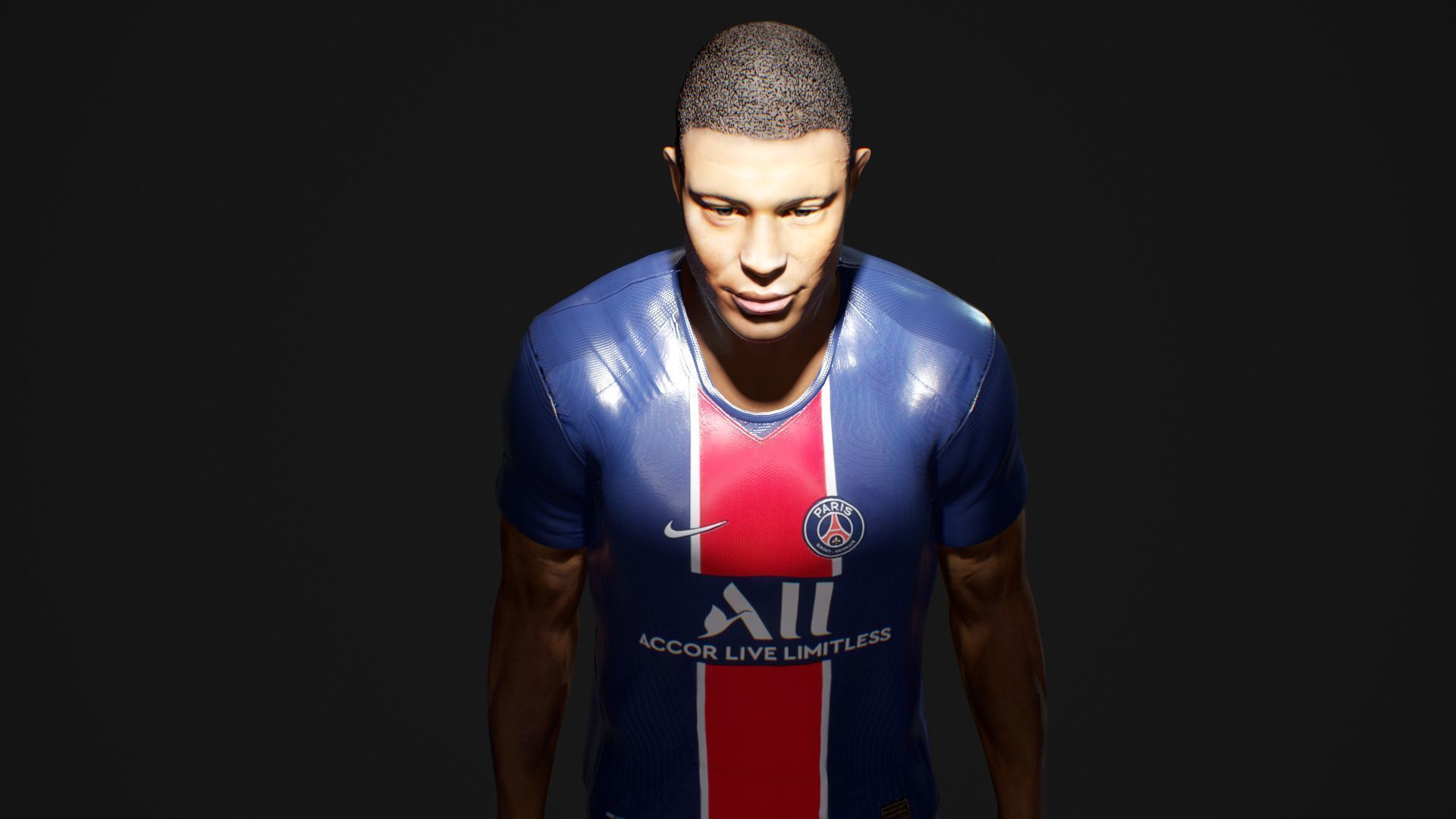 Kylian Mbappe Renderable Low-poly 3D model_6