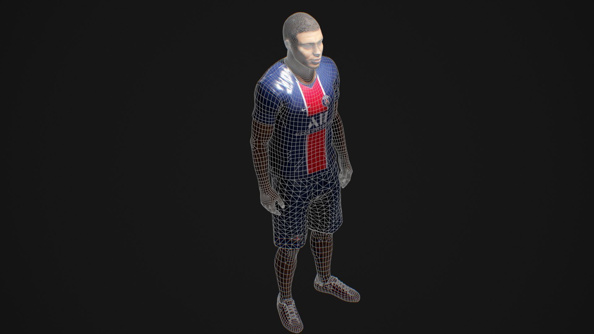 Kylian Mbappe Renderable Low-poly 3D model_17