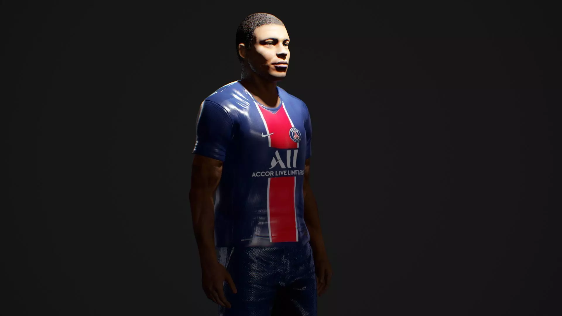 Kylian Mbappe Renderable Low-poly 3D model_0