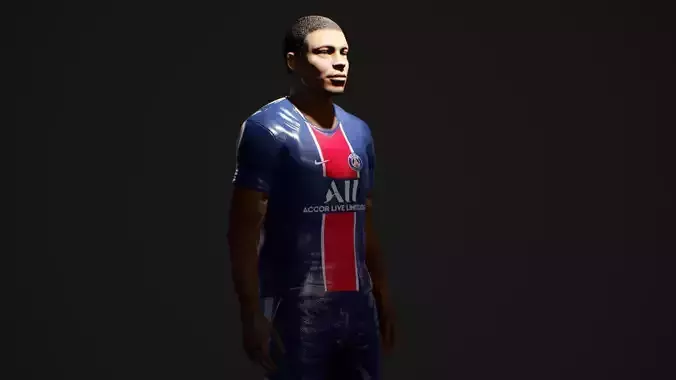 Kylian Mbappe Renderable Low-poly 3D model Kylian Mbappe Renderable Low-poly 3D model
