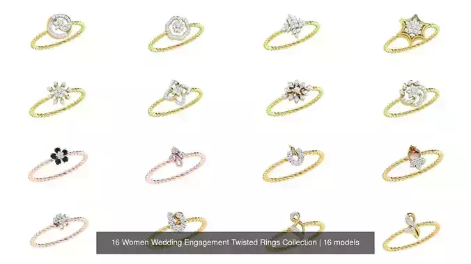16 Women Wedding Engagement Twisted Rings Collection