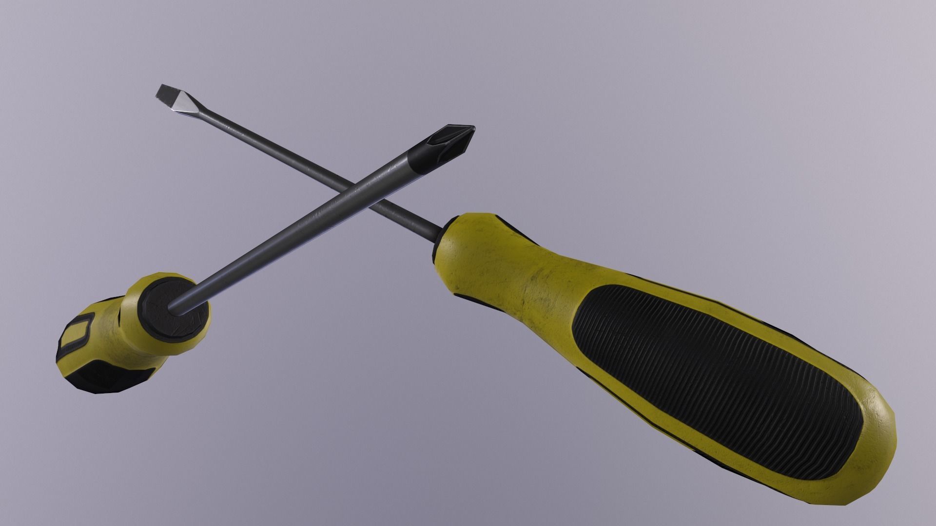 Crosshead and flathead screwdrivers set Low-poly 3D model_5