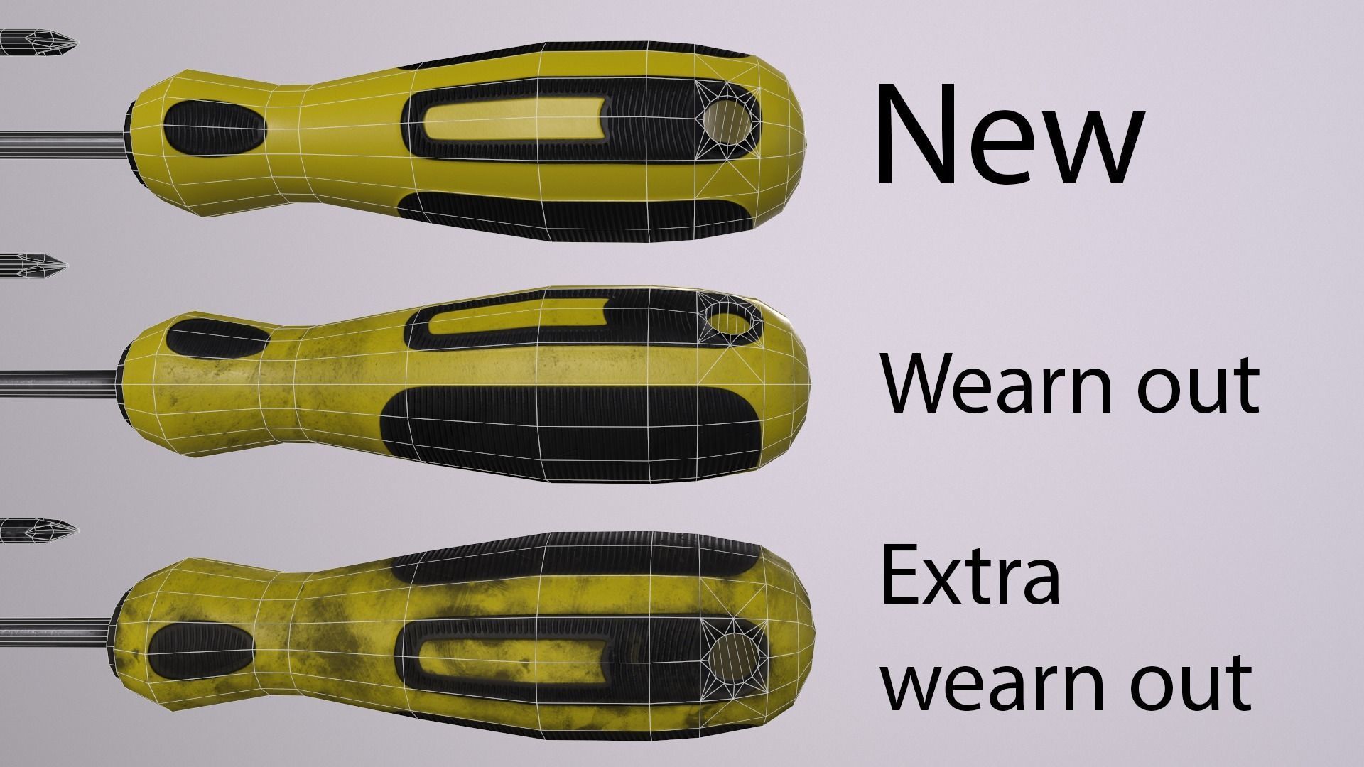 Crosshead and flathead screwdrivers set Low-poly 3D model_2