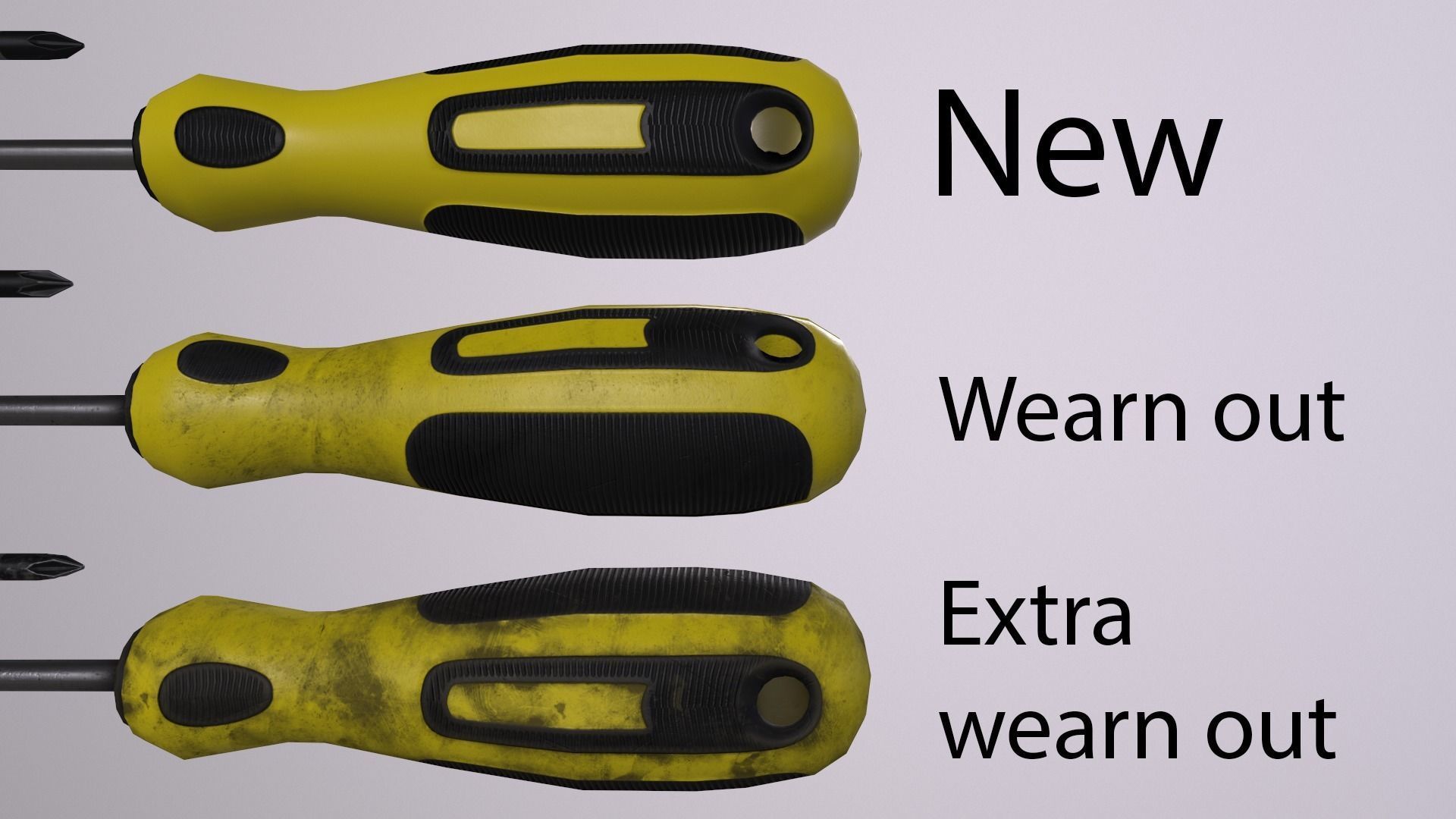 Crosshead and flathead screwdrivers set Low-poly 3D model_1